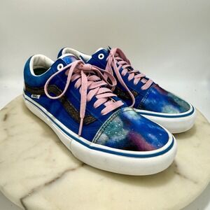 Vans Old Skool Pro Custom Cosmic Galaxy Glitter Blue Pink Skate Shoes M8 W9.5